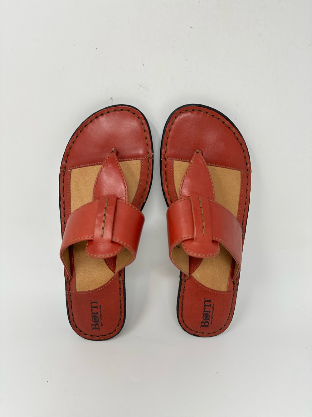 Born Leather Thong Sandals Toe-Loop Strap Red Women's 9 - Picture 3 of 14